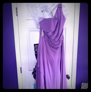 David's Bridal One-shoulder Georgette Cascade